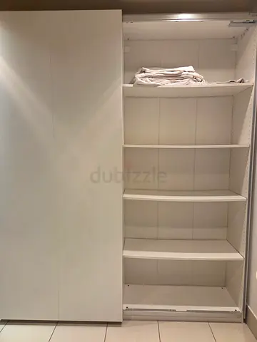White Sliding Door Wardrobe / Closet with Shelves - Good Condition