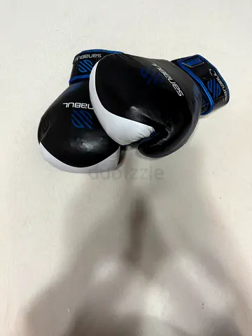 Pair of black  blue boxing gloves - used, good condition