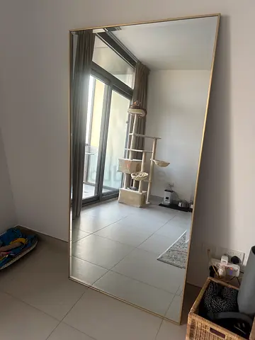 Large Full-Length Wall Mirror with Slim Gold Frame