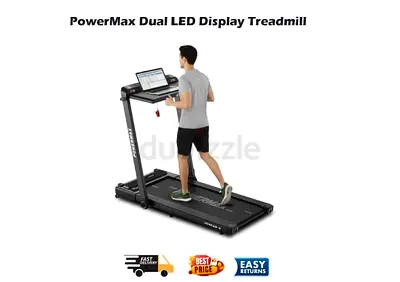 PowerMax Dual LED Display Treadmill with Office Desk and Wrist Remote JogPad-3 - Free Delivery