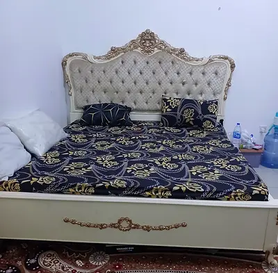 Good quality king size wood cot and mattress