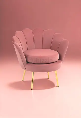 Pink Velvet Scallop Shell Accent Chair with Gold Legs