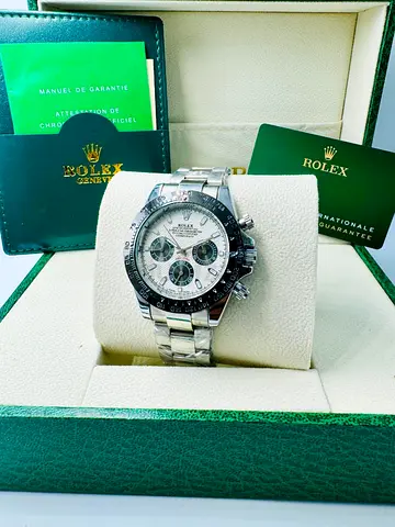 Rolex Daytona-style Chronograph Stainless Steel Watch with Box and Papers