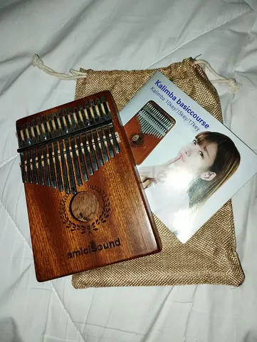 Mahogany 17-Key Kalimba Thumb Piano with Carry Pouch and Guidebook