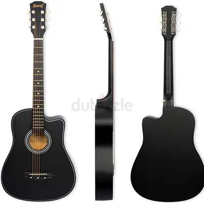 Black Cutaway Acoustic Guitar - Full Size