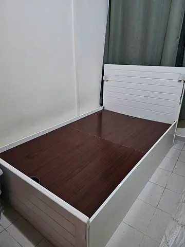 White Wooden Double Bed Frame with Storage Base