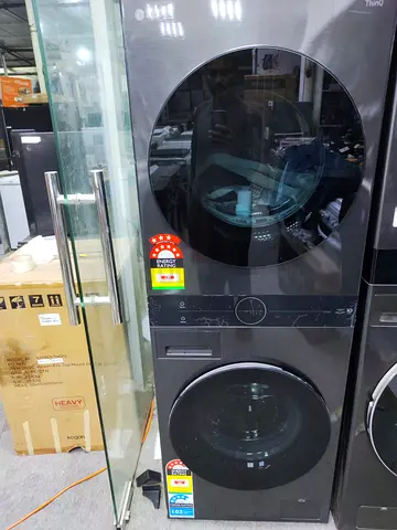 Stacked LG Washer and Dryer - Front Load, Black same like new 12 kg washer 9 kg dryer