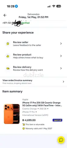 Apple iPhone 17 Pro 256GB (Cosmic Orange) - Unlocked, eSIM