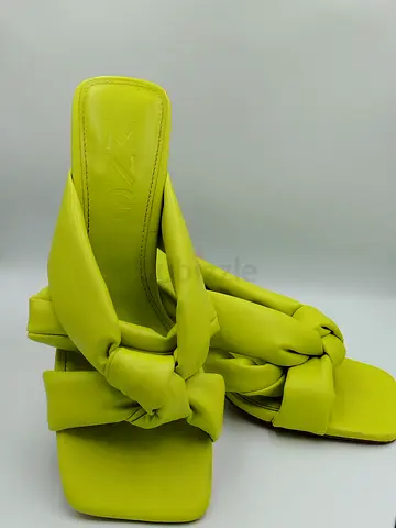 Mango Lime Green Knotted Square-Toe Slide Heels (Size 40-41)