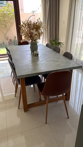 Modern Marble-Top Dining Table with 8 Chairs - Excellent Condition