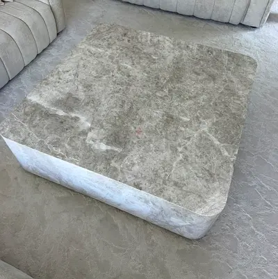 Marble coffee table on wheels