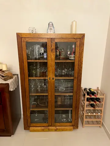 Solid Wood Glass Display Cabinet / China Cabinet 95cmx 165cm