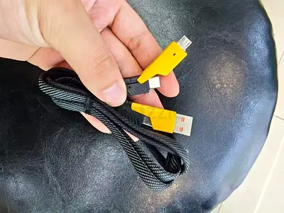 Durable Braided USB to Micro-USB Charging Cable (Yellow Connectors) - 1.2m