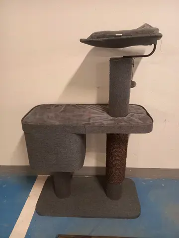 Medium grey cat tree with perch and scratching post