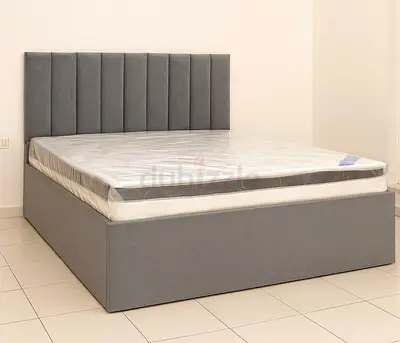 Brend New fabric wooden King size 180x200 Bed with Madical Matress Available