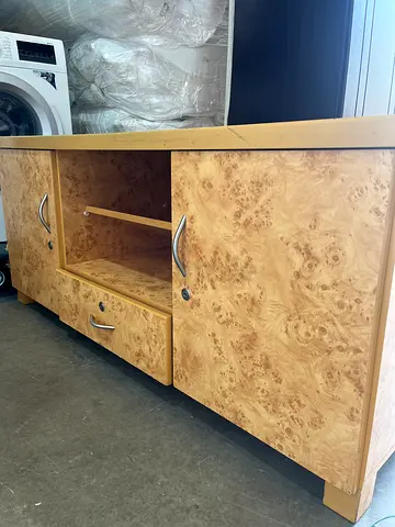 Light wood TV console / entertainment unit with storage