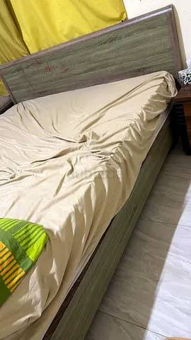 King size bed frame with headboard - wooden finish (used)