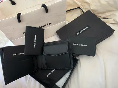 Dolce  Gabbana black leather wallet set (authentic) with box and bag