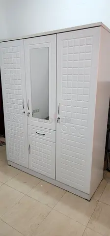 Brand New White 3-Door Wardrobe with Mirror