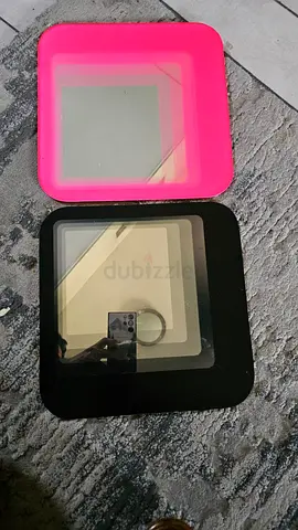 Set of 5 small square tabletop mirrors (pink  black)