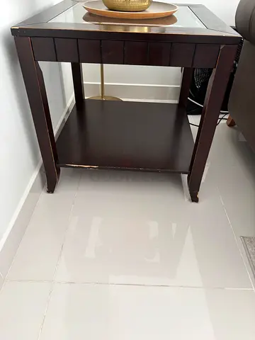 Dark Wood Square Side Table / End Table - Used