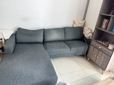 Comfortable 3-seater Grey Fabric Sofa (Good Condition)
