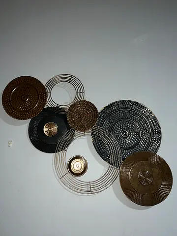 Set of Decorative Metal Wall Plates - Modern Circular Design