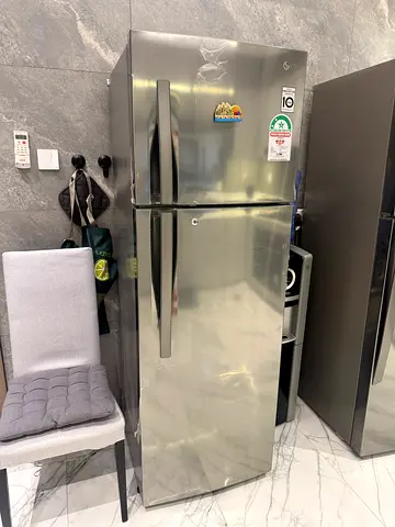 Stainless Steel Double-Door Refrigerator - Good Condition
