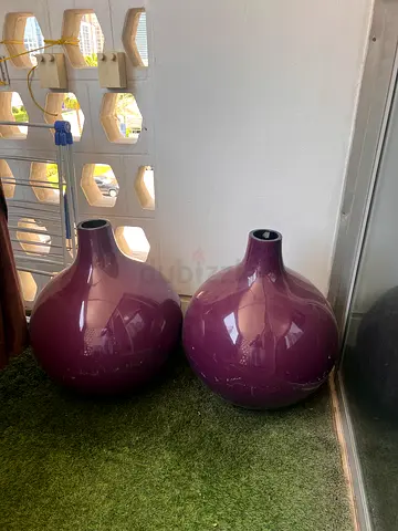 Pair of large purple decorative floor vases