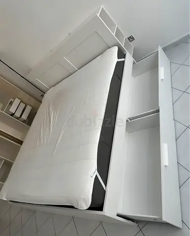 Ikea brimness King storage bed with ikea mattress