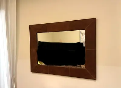 Wall mirror, leather frame like new