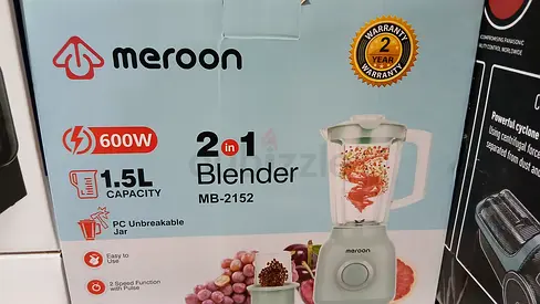 Meroon 600W 1.5L 2-in-1 Blender (MB-2152) - Boxed, Unused