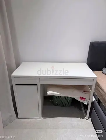IKEA white small study desk with storage cabinet - gently used