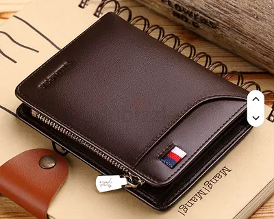 100% Pure Cow leather Premium Men Wallet. 3 pockets with zip pocket for coins.