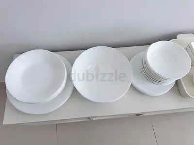 Set of white dinner plates and bowls - good condition ikea