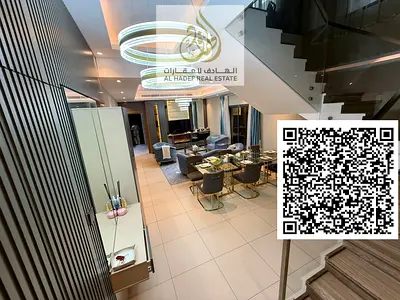 Furnished villa in Al Zahia, Ajman with a private pool, 4 master bedrooms, 6 bathrooms, a majlis, a living room, and a maid's room. Rent is AED 140,00