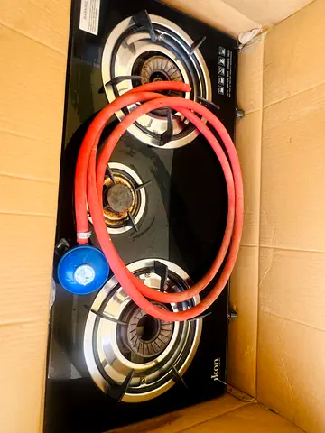 3-Burner Glass Gas Hob with Regulator and Hose