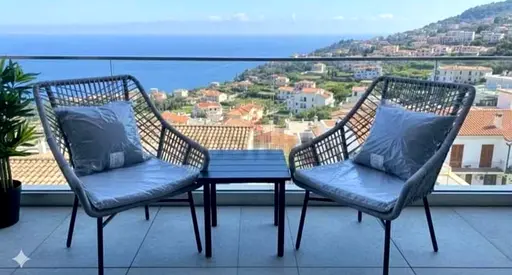Outdoor 2-Piece Wicker Balcony Chairs with Side Table - Like New