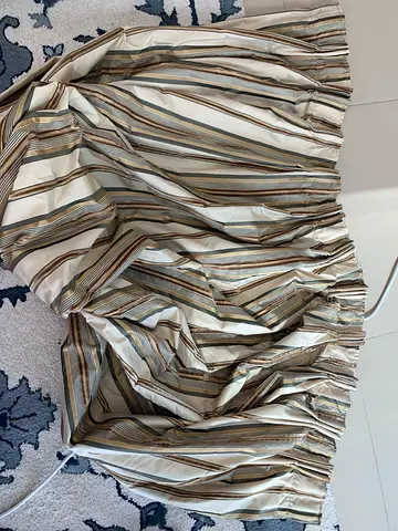 Striped Silk beige curtain panel — ready to hang, good condition