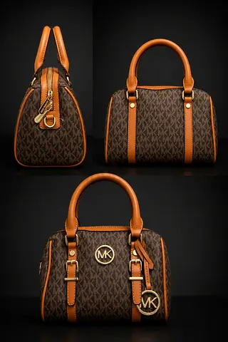 Michael Kors Brown MK Logo Leather Satchel Bag
