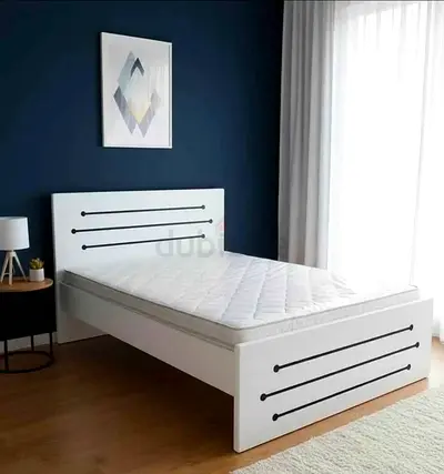 Brand New White Wooden Queen size Bed with Headboard and Mattress