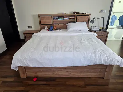 King size bed and mattress with side table