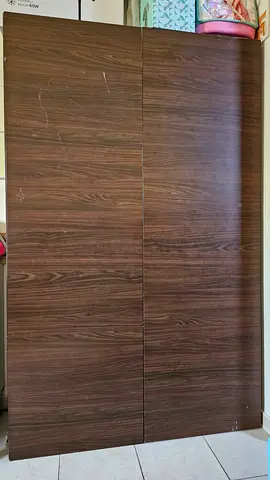 Wooden 2-Door Wardrobe / Armoire - Dark Walnut Finish, Good Condition