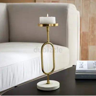 Modern Brass Candle Holder with Marble Base. Including candle