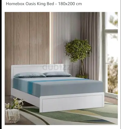White King Bed Frame with Storage — 180x200 cm (Homebox Oasis style)