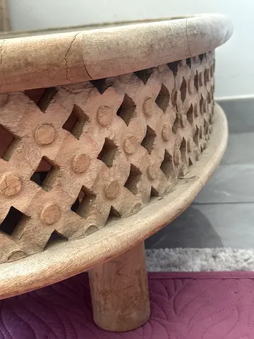 Solid Wood Hand-Carved Low Stool / Side Table