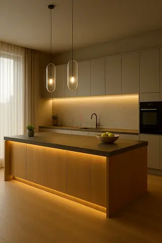 Modern Kitchen Island with Built-in Lighting