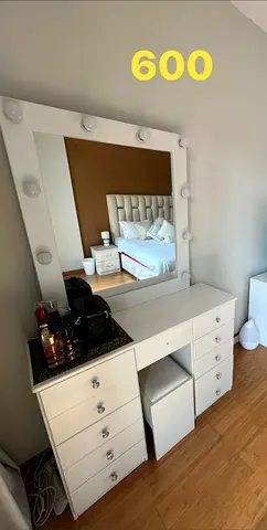 Vanity table and Hollywood mirror