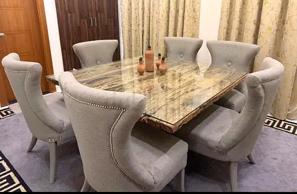 Wood  Glass Dining Table Set for Sale – Like New Condition