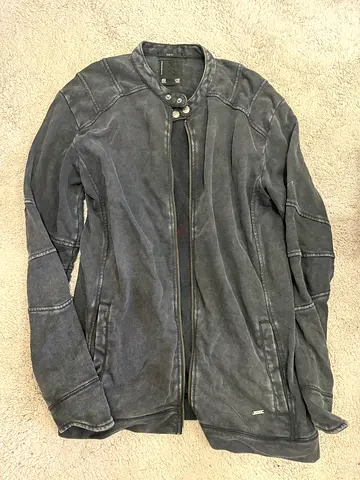 Mens lightweight casual zip-up jacket — charcoal, size L